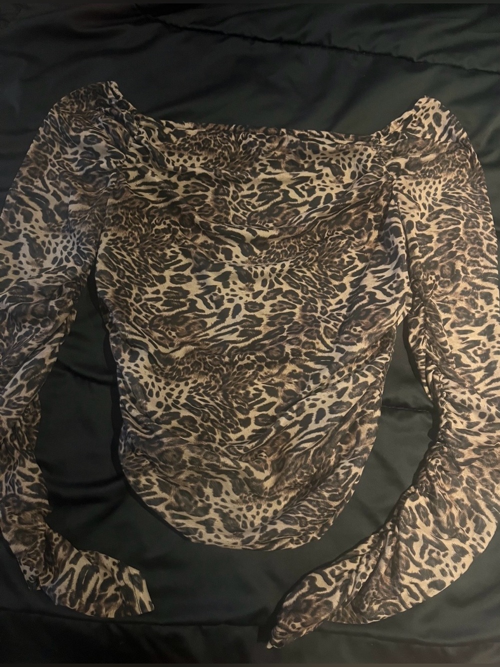 ARDENE Long-Sleeve Leopard Print Top in Brown off shoulder 🤎 🖤